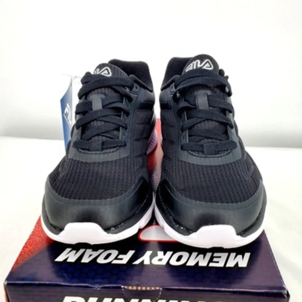 Fila Memory Core Foam Running Sneakers Womens 8.5 Black White‎ Lightweight New